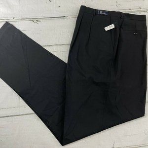 Zante Mens Black Italian Luxury Pure Wool Dress Pants 60 Waist Unhemmed NWT